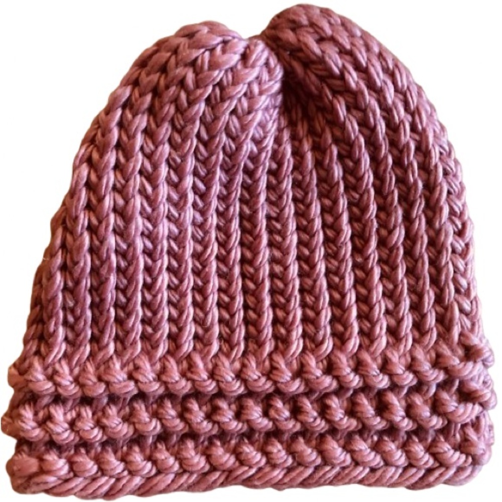 HANDMADE chunky knit beanie hat in pink